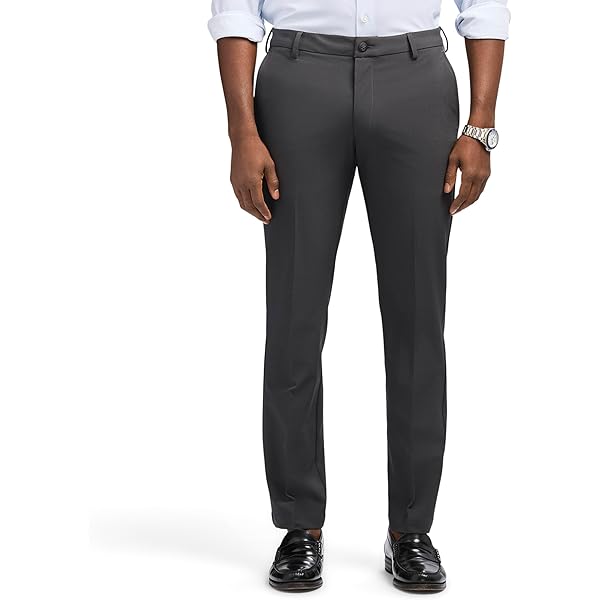 IZOD Mens Performance Stretch Straight Dress Pants (Dark Grey, 34W x 30L)  at Amazon Men's Clothing store