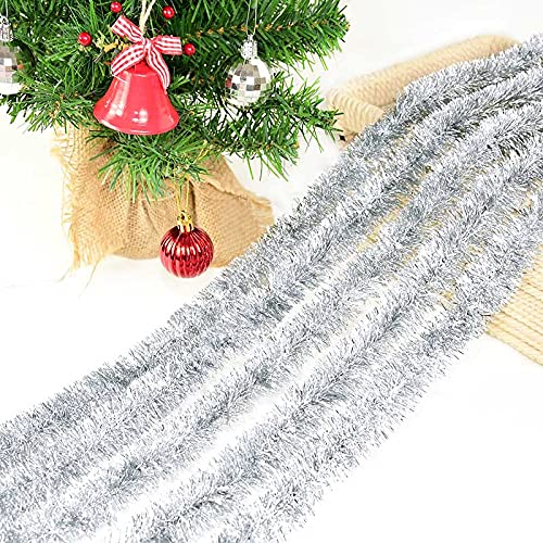 5 x Christmas Tinsel Garlands, Christmas Tinsel Christmas Towel Hanging Decoration, Toilet Christmas Tree, Christmas Hanging Garlands (Silver)
