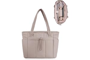 Wandering Nature Tote Bag for Women with Water Bottle Pocket Fit for Stanley Cup, Puffer Carry On Tote with Laptop Compartment and Trolley Sleeve for Work, Nurse, College, Travel