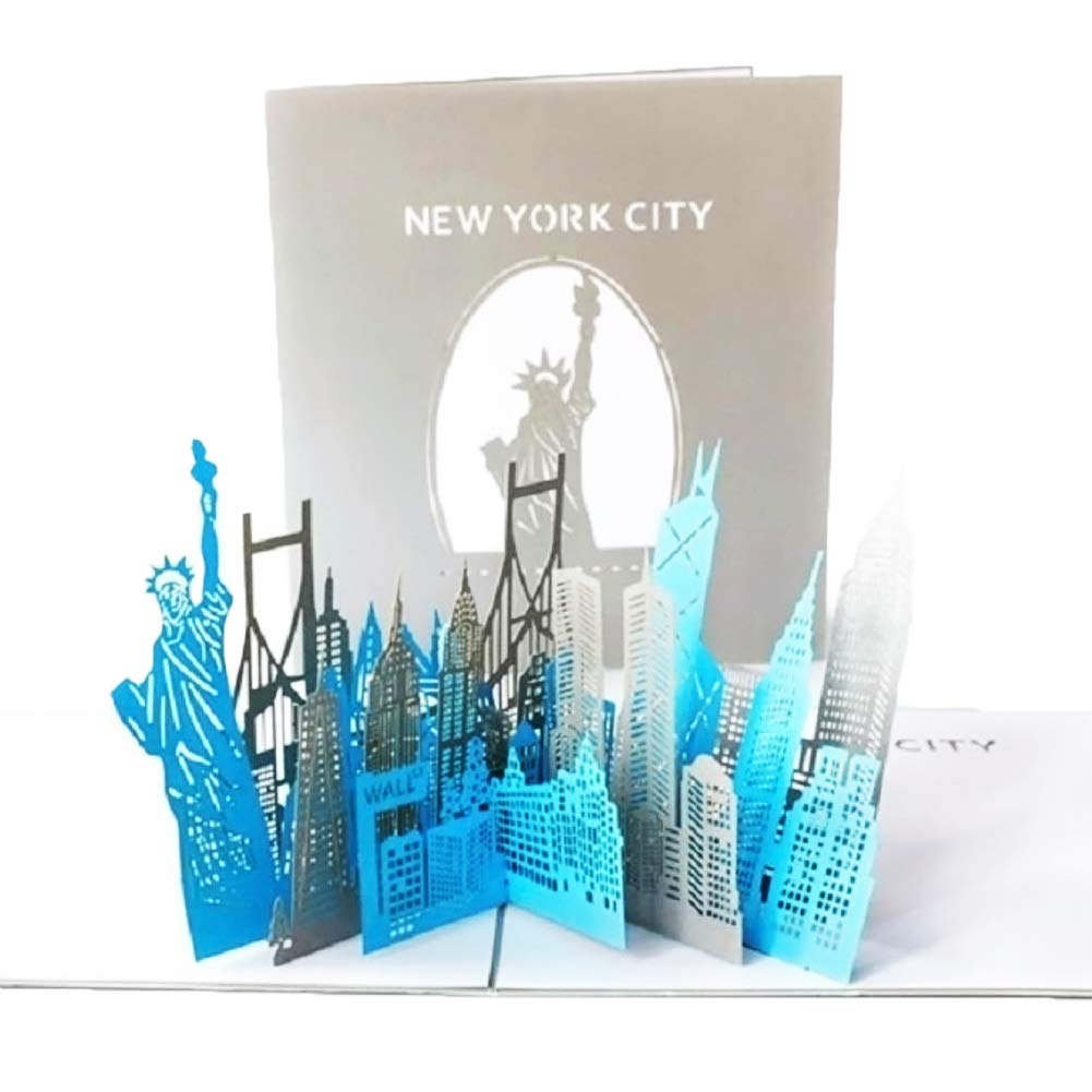 Paper Spiritz New York Card, 3D Pop up Birthday Greeting Cards, Graduation Anniversary Wedding with Envelope, for All Occasion,7.28*6.85 Inches