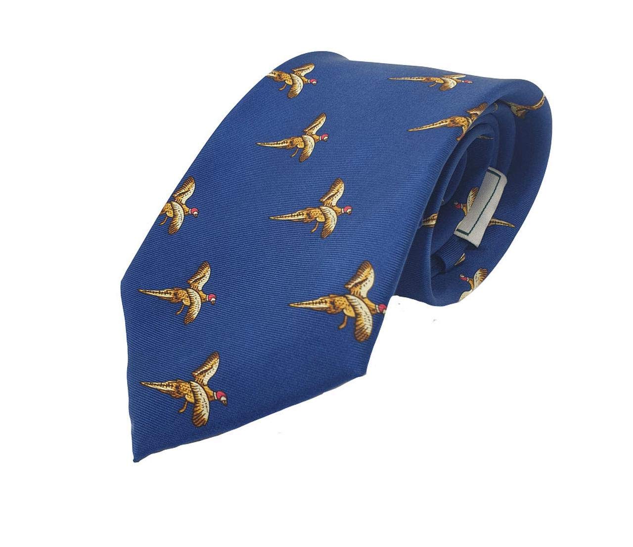 Farm Cottage Brands Silk Navy Blue flying pheasants Country Silk Tie - country game day shooting