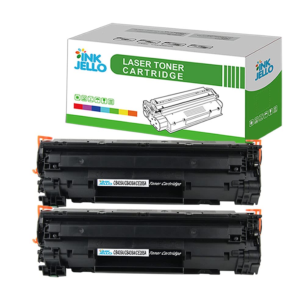 InkJello Compatible Toner Cartridge Replacement for HP LaserJet P1005 P1006 P1007 P1008 P1009 CB435A CB436A (Black, 2-Pack)