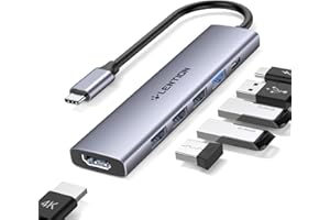LENTION USB C Hub Multiport Adapter with 100W PD Charging, 4K HDMI, 4 USB-A Data Ports, Type C Hub for 2023-2016 MacBook Pro, New Mac Air/Surface, Chromebook, iPhone 15 Pro/Pro Max (CH17, Space Gray)