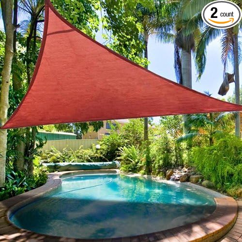 Red PE Fabric Triangular Outdoor Sun 