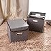 MEÉLIFE Storage Bins 4-Pack Storage Boxes Linen Basket Fabric Foldable Cubes Organizer Containers Drawers with Lid & Handle for Office Nursery Bedroom Shelf Gray