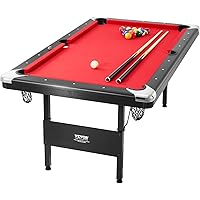 VEVOR Billiard Table, 6.3 ft Portable Foldable Space-Saving, Black with Red Cloth, Perfect for Family Game Room, Kid Adult
