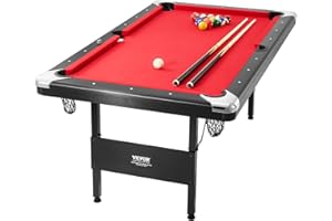 VEVOR Billiard Table, 6.3 ft Portable Foldable Space-Saving, Black with Red Cloth, Perfect for Family Game Room, Kid Adult