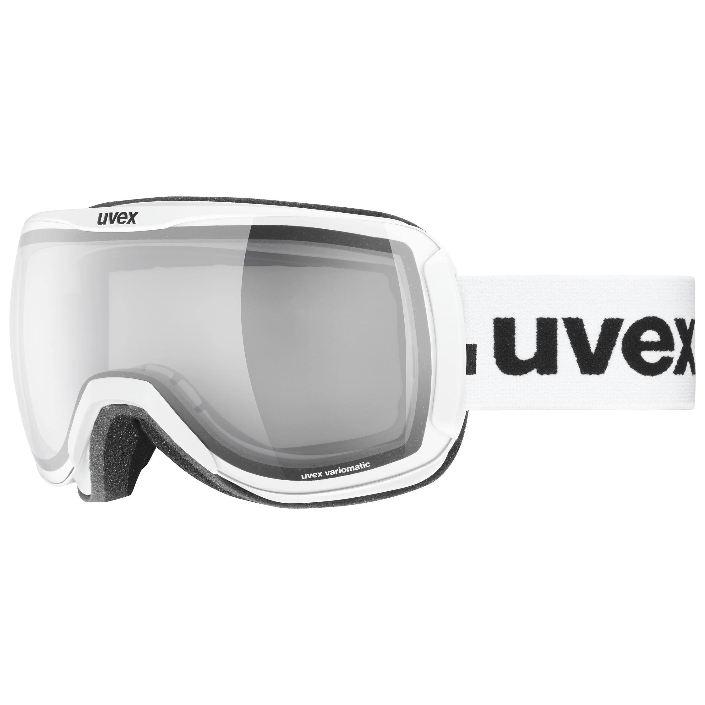 Uvex Downhill 2100 VP X - Ski Goggle for Men and Women - Self-Tinting Lenses - Polarized Lenses - White/Vario-Pola - One Size