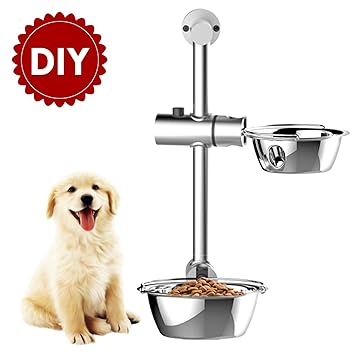 Wowgo Elevated Double Dog Bowls Adjustable Diy Raised Dog Feeder