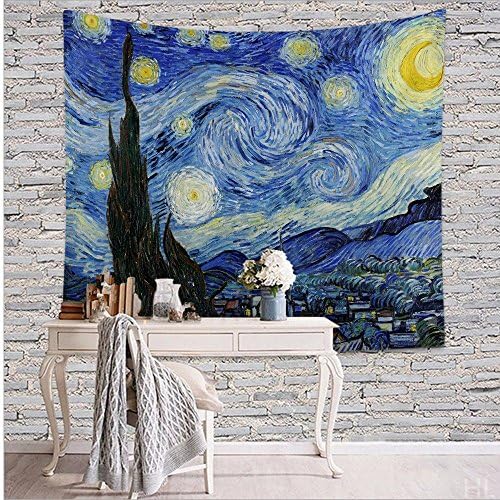 HL Starry Sky Pattern Wall Hanging Tapestry for Bedroom / Living Room Handicrafts Beach Cover Up Wall Tapestry Curtain Light-weight Polyester Fabric Wall Decor (60 x 80 Inch, Starry Night)