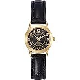 Miykon Ladies Watches for Women - Dainty Small Analog Womens Watch with Black Vegan Leather Strap - Second Hand, Ion Polished, Scratch Resistant Glass, Japanese Quartz, Waterproof to 100ft