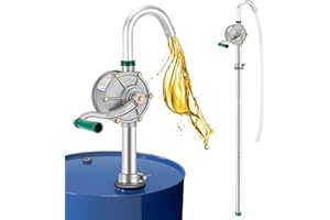 Poafamx 5-55 gallon Aluminum Drum Pump, 8 GPM Rotary Hand Oil Transfer Pump, 50 inch for Fuel Barrel, Non-Corrosive, diesel, lubricating oil, kerosene, light heavy oil, 25mm/0.98’’ Outlet