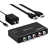 Portta Component to HDMI Converter with HDMI Cable, RGB 5 RCA YPbPr Video Converter Adapter, Support 1080p 60Hz for PS2 PS3 X