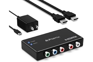 Portta Component to HDMI Converter with HDMI Cable, RGB 5 RCA YPbPr to Video Converter, Support 1080p 60Hz for PS2 PS3 Xbox 360