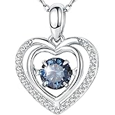 Gem's Beauty Silver Heart Necklace for Women - 925 Silver Moissanite Pendant, Dainty Dance Gift for Her, Mom, Wife |Christmas/Anniversary/Valentine’s Birthstone Jewel