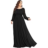 Ever-Pretty Elegant Long Sleeve Plus Size Formal Dresses for Curvy Women A-Line Chiffon Bridesmaid Mother of Bride Dress