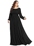 Ever-Pretty Women's Round Neck Long Sleeves Pleated