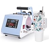 PYD Life 110 V Mini Max 40 OZ Tumbler Heat Press Machine Light Blue Mug Heat Press Touch Screen for 40 OZ Sublimation Tumbler with Handle Sublimation Printing