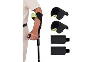 Forearm Crutch Pads and Hand Grip Covers Set (2 Piece) for Open Cuff Crutches - Reflective Strip, Comfort Cushioning, Non-Sli