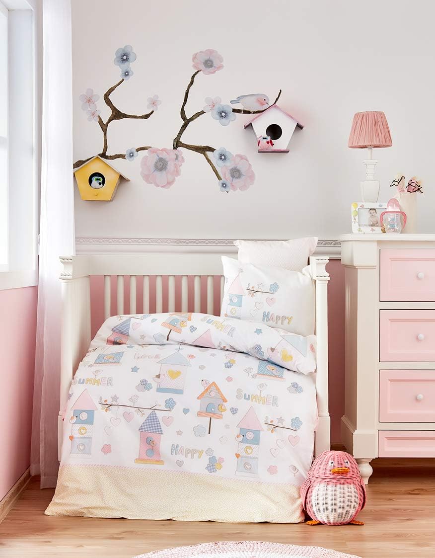 Happy Baby Duvet/Quilt Cover Set Bedding Set 100% Ranforce Cotton Turkish Cotton Comforter Cover Toddler Bedding Sheet Set 4 Pieces