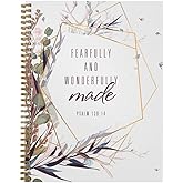 Softcover Wonderfully Made 8.5" x 11" Religious Spiral Notebook/Journal, 120 College Ruled Pages, Durable Gloss Laminated Cover, Gold Wire-o Spiral. Made in the USA