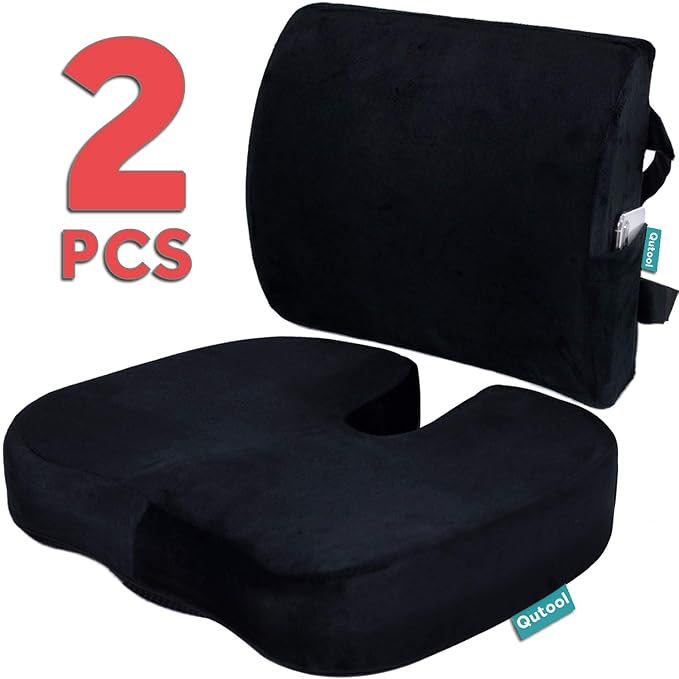 Seat Cushion Coccyx Orthopedic Memory Foam and Lumbar Support Pillow