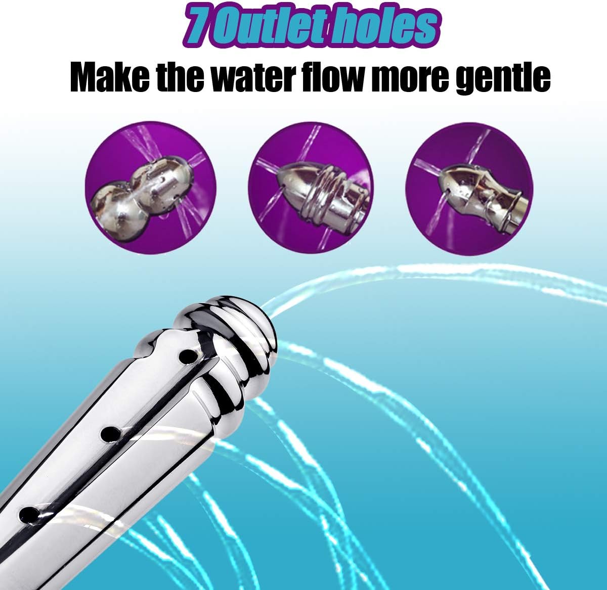 Metal Enema Shower Heads,Shower Enema Nozzle System - with 59 inch Hose Handheld Shower for Colonic Cleanse Kit (3 Style) - Image 4