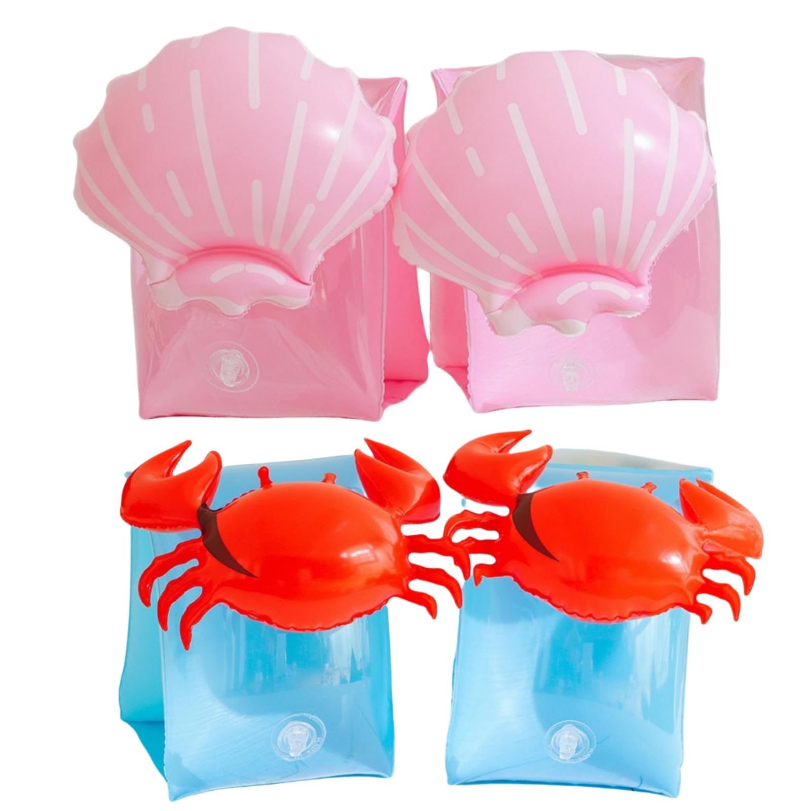 Photo 1 of 2-4 Pack Arm Floaties for Kids - Cute Cartoon Inflatable Pool Arm Floaties Swim Rings, PVC Arm Bands Floater Sleeves for Toddlers Children 3-5-6-12 Years (Crab+Shell)