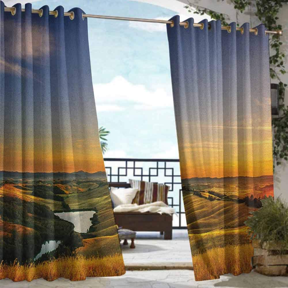 DonaHome Shading Insulated Curtain,Italian Camogli Building Sea Lamp and Balcony Tourist Spot in Ligury Italy Print,Complete Darkness, Noise Reducing Curtain,W72x84L Blue White and Yellow