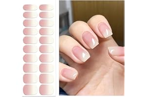Oauee Semi Cured Gel Nail Strips | 20 Gel Nail Stickers | for Uv/Led Manicure Lamps | Salon Quality, Easy Application and Removal(Nude Pink Gradient Color)