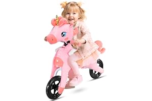Diyfrety Toddler Balance Bike 2 Year Old,Unicorn Balance Bike Age 18 Months to 5 Years Old, Indoor Outdoor Toddler Bikes,Rubber Wheel, Pedal-Less Baby Riding Toys,Gift for 2-5 Girls Boys