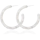 POMINA Lightweight Marble Acrylic Resin Hoop Earrings Fashion Statement Geometric Circle Teardrop Marble Earrings for Women
