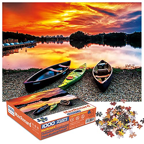 BUSCBEAR Toy 1000 Pieces Jigsaw Puzzle Game Scenery Canoe at Wetland Pricepulse
