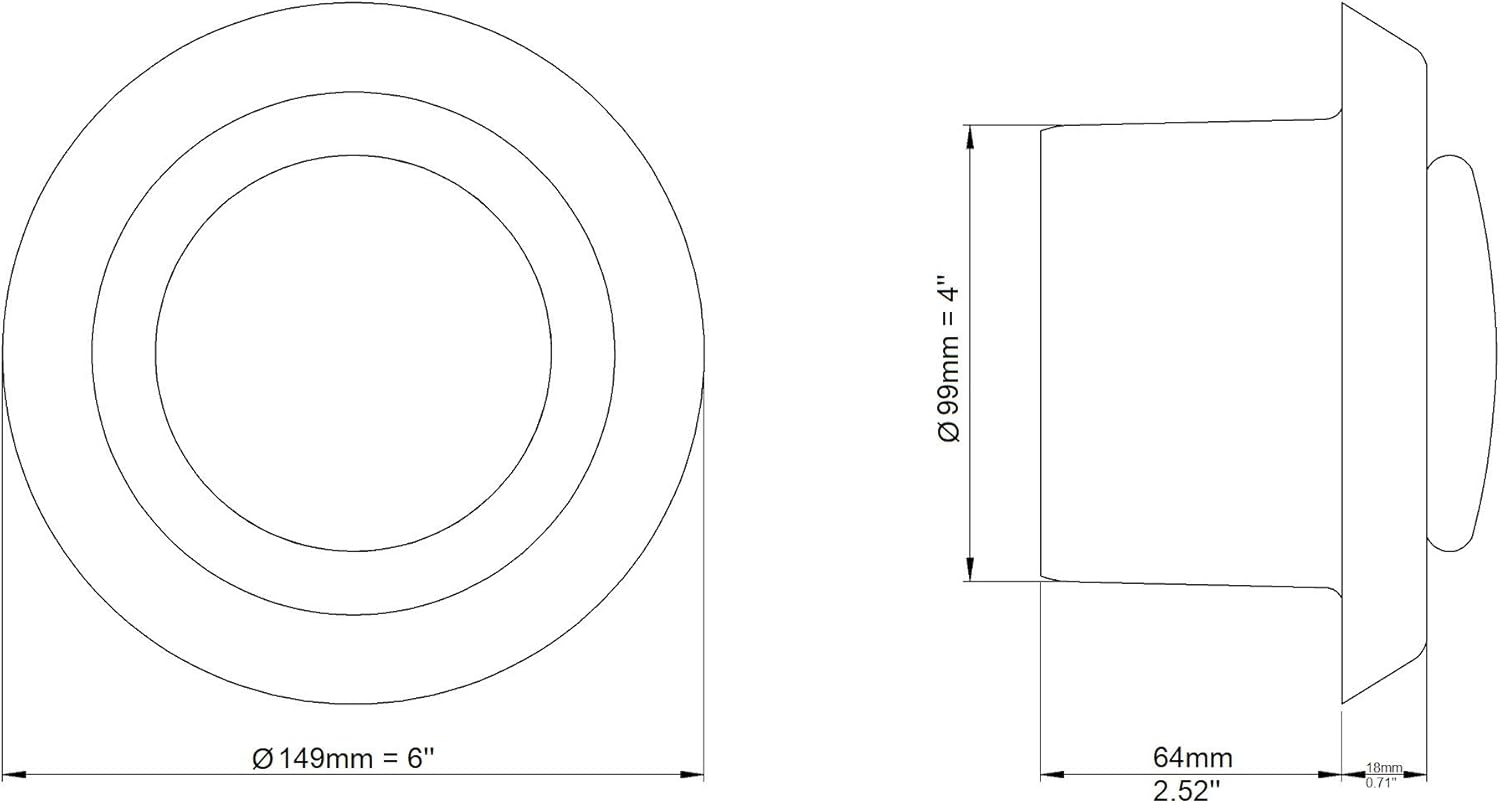diameter 100mm / 4'' Adjustable Diffuser, Universal Air Supply/Exhaust Valve, Ventilation Ducting Cover, Mounting Frame - Image 3