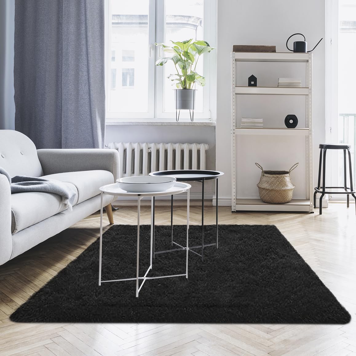 SOGLIM Shaggy 3x5 Area Rug, Black Rug - Small Rugs for Living Room ...
