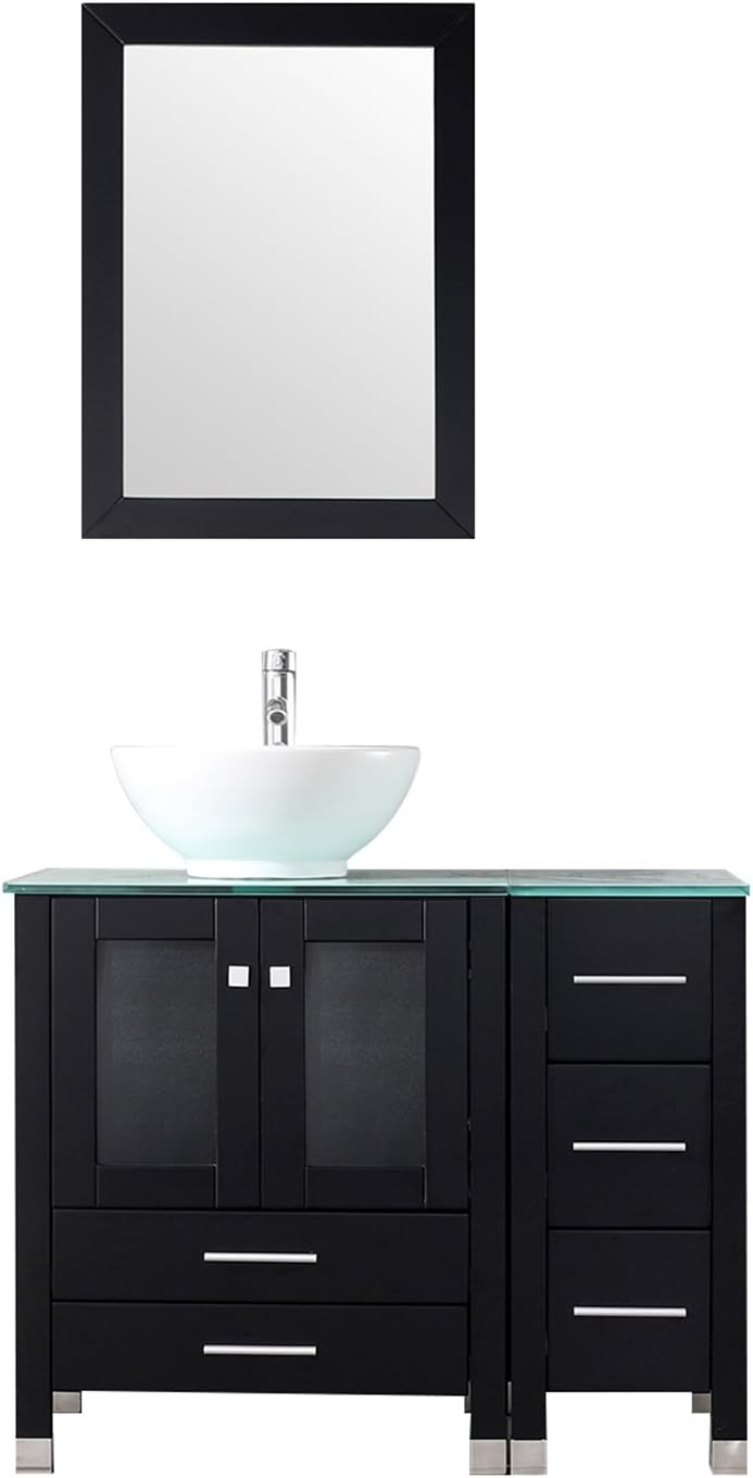 36" Black Bathroom Vanity (Round Bowl)