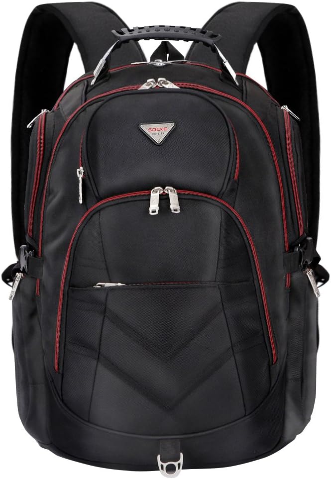 Socko Laptop Backpack 18.4 Inch, Nylon Water-Resistant Durable Travel Bag Hiking Knapsack Rucksack Backpack School College Student Shoulder Back Pack For 18-18.4 Inches Laptop Notebook Computer