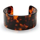 Bling Jewelry Fashion Statement Brown Golden Acrylic Marbled Leopard Tortoise Shell Wide Or Narrow Cuff Bangle Bracelet For Women Teen
