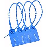 100Pcs Plastic Tamper Shipping Seals Pull-Tite Security Seal Signage Numbered Fire Extinguisher Tags Zip Ties Labels Disposable Self Locking for Logistics, Luggage,Transport (Blue, 100pcs)