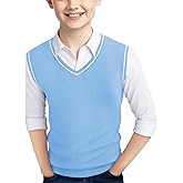 Haloumoning Boys Sweater Vest Kids Uniform Vest Casual V Neck Knit Pullover Sweater 5-14Y