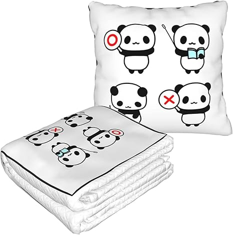 Amazon Co Jp 抱き枕イラストパンダ 2 クッション ひざ掛け 可愛い漫画のパターン設計 クッション になる ひざ掛け 両用 抱き枕 ブランケット 防寒 収納便利 クッションブランケット ホーム キッチン