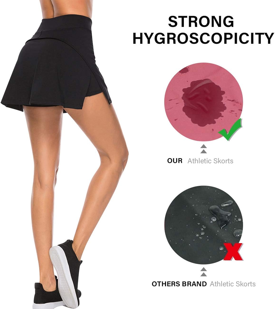 JOYMODE Women's Athletic Skort with Pockets Running Tennis Golf Workout Skirt: Clothing