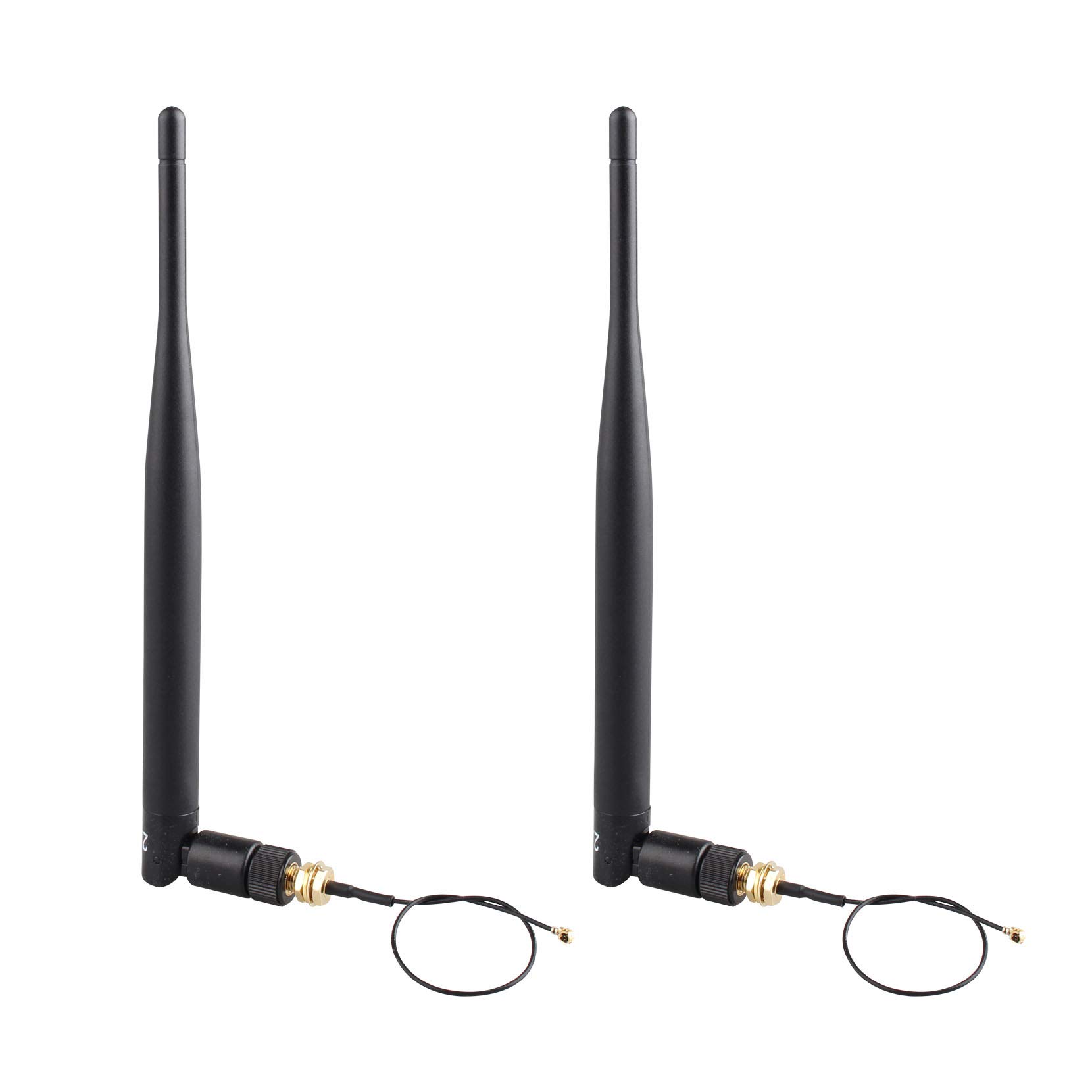 Jopto 2PCS 2.4G 5.8G Dual-Band High Gain Wireless Router 5DBI WiFi Omnidirectional Antenna RP-SMA Female Connector with 15cm U.FL Mini PCI to RP-SMA Male Pigtail RF 1.13 Antenna WiFi Cable