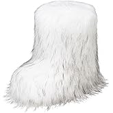 ipx Furry Faux Fur Boots for Women Fuzzy Fluffy Mid Calf Round Toe Snow Boots Women's Fashion Comfy Winter Boots Plush Warm Short Flat Heel Mid-Calf Shoes