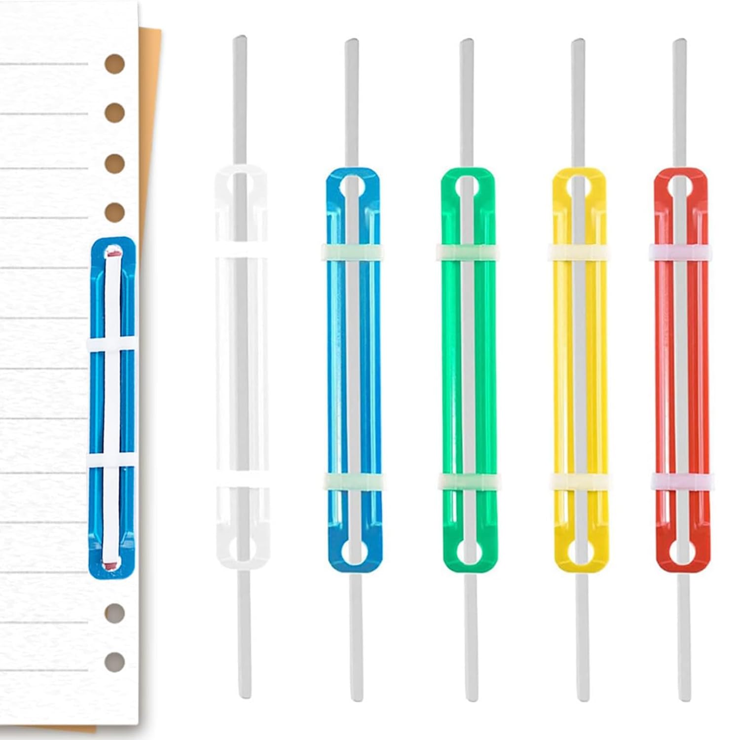 VZU 50PCS Paper Fasteners, Binder Clips, Paper Clamps, Prong Paper Fasteners Durable, Colored Plastic Clip for School Office Home(Multicolor)