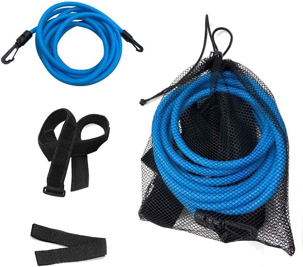 Swim Training Belts Swim Bungee Cords Resistance Bands Swim Tether Stationary Swimming, Swim Harness Static Swimming Belt （6mm 10mm 4M）-Blue: Sports & Outdoors