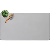 Yinoos Large Diatomite Stone Bath Mat, Premium Non-Slip Natural Diatomaceous Earth Bathtub Quick Drying Mats for Bathroom Floor (30" x 17" Light Gray)