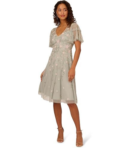 Adrianna Papell Women's Beaded Midi Dress