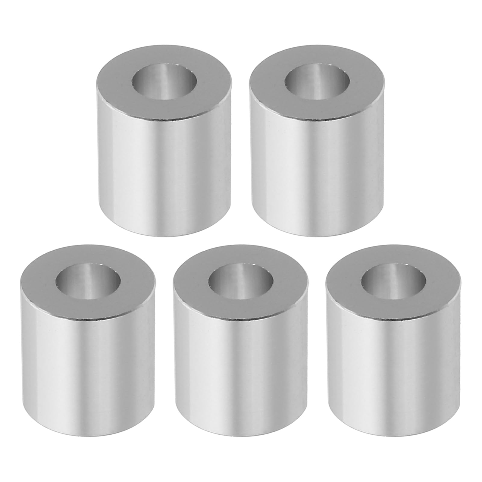 PATIKIL M6 Aluminum Spacers, 5 Pcs Metal Spacer Aluminum M6 X1/2"OD X1/2"L Aluminum Spacer Screw Standoff Round for 1/4" or M6 Screw Bolts, Silvery