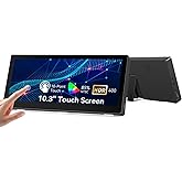 10.3'' Small Touchscreen Monitor, 400cd/m?, VESA, IPS Stretched Bar LCD Mini Travel Touch Display 1920 * 720 HDMI USBC, Porta